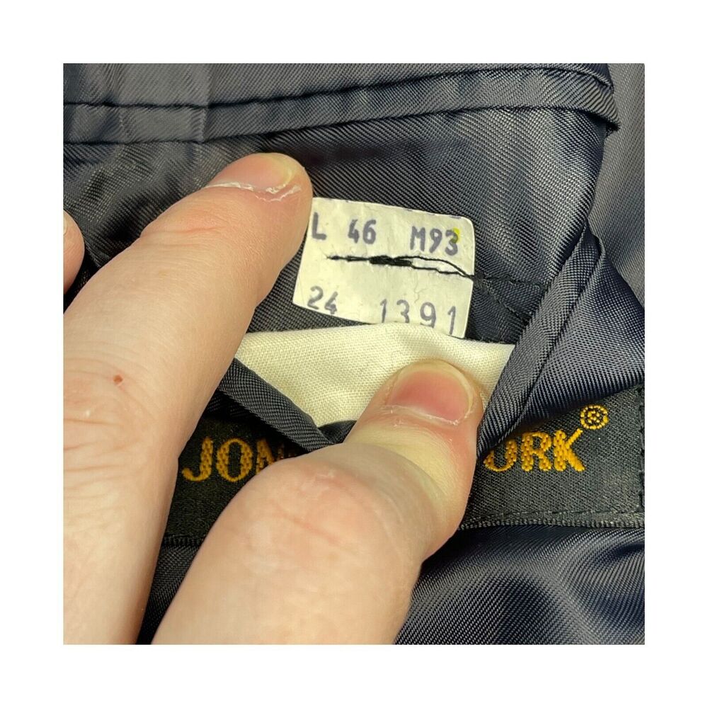Jones New York Blazer Jacket Men 46L Blue Check 100%% Wool Notch Double Breasted - Picture 3 of 10